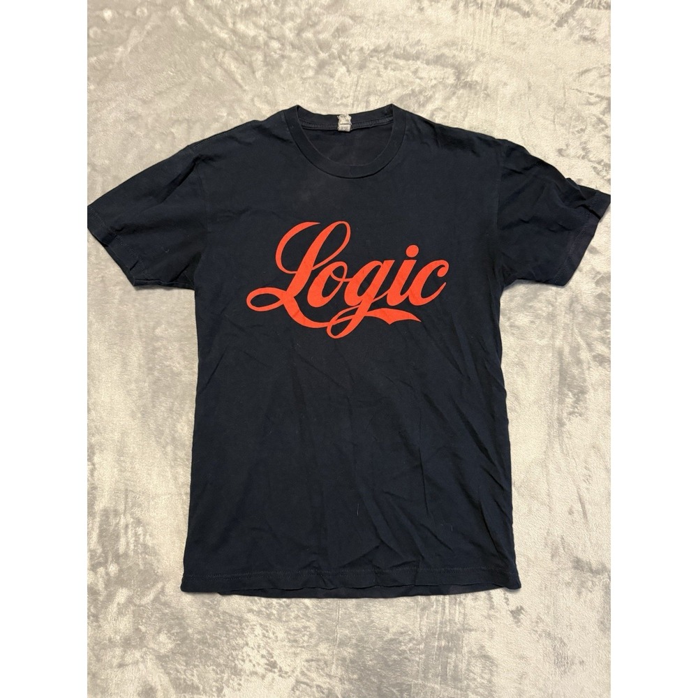 Logic T-Shirt Mens Small Blue Script Logo 85 Rap Hip-Hop Graphic Tee
